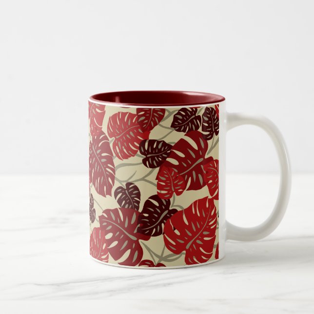 Tasse 2 Couleurs Porte-à-faux feuille de Monstera hawaïenne (Droit)