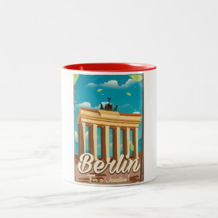 Tasse 2 Couleurs Porte de Brandebourg, affiche de voyage en caricat