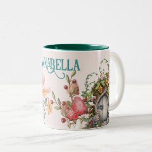 Tasse 2 Couleurs Porte de jardin arboré de forêt enchantée sur rose