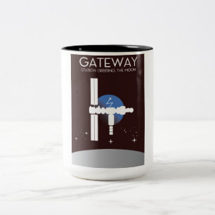 Tasse 2 Couleurs Porte - Station orbitant la lune