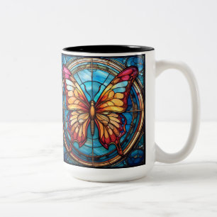 Tasse 2 Couleurs Porteur droit Verre à café Papillon en verre teint