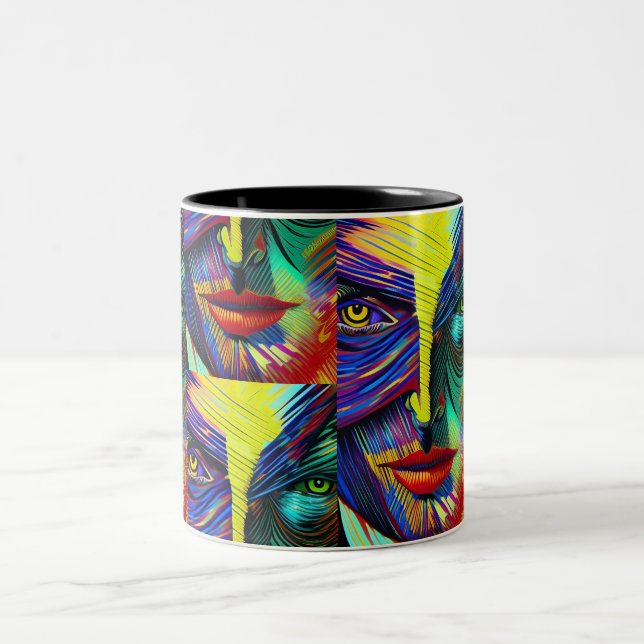 Tasse 2 Couleurs Portrait abstrait Imaginaire (Centre)