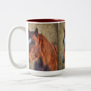 Tasse 2 Couleurs Portrait de cheval d'oseille sur le Grunge-effet