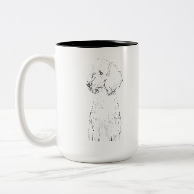 Tasse 2 Couleurs Portrait de chien caniche standard  (Gauche)