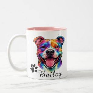 Tasse 2 Couleurs Portrait de chien coloré personnalisé Animaux d