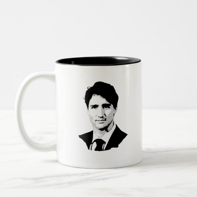 Tasse 2 Couleurs Portrait de Justin Trudeau (Gauche)