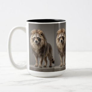 Tasse 2 Couleurs Portrait de lion raton laveur – Un roi curieux de 