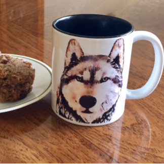 Tasse 2 Couleurs Portrait de loup de bois