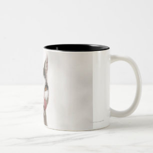 Tasse 2 Couleurs Portrait d'un lèchement blanc de chat