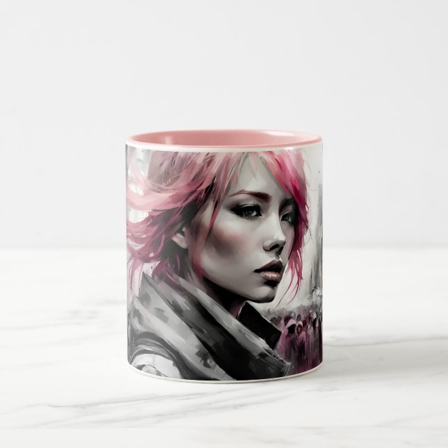 Tasse 2 Couleurs portrait d'une femme (Centre)