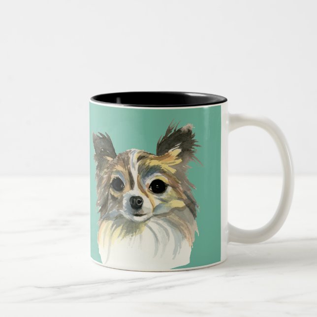 Tasse 2 Couleurs Portrait mignon de chien de chiwawa (Droit)