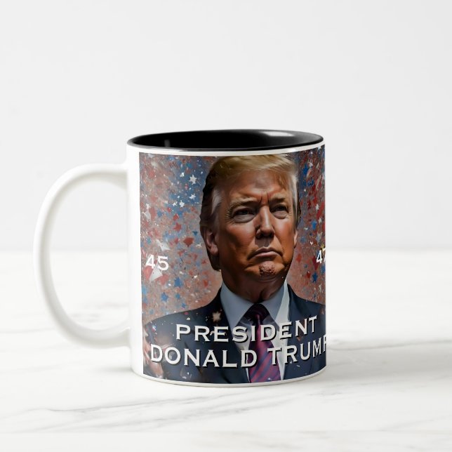 Tasse 2 Couleurs Portrait moderne du président Donald Trump (Gauche)