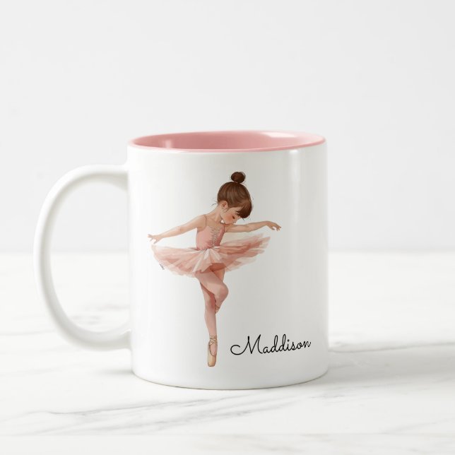 Tasse 2 Couleurs Pose fille Ballerina personnalisée (Gauche)