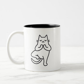 Tasse 2 Couleurs Poses et pattes : Feline Flow Yoga Design amoureux