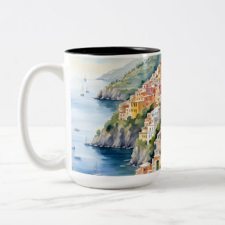 Tasse 2 Couleurs Positano : Le charme de l'aquarelle sur la côte am