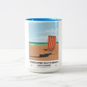 Tasse 2 Couleurs poster balnéaire Morecambe South Beach Lancashire