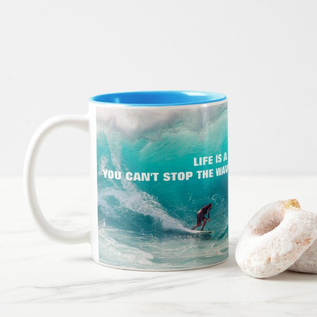 Tasse 2 Couleurs POSTER DE DEVIS surf (Avec donut)