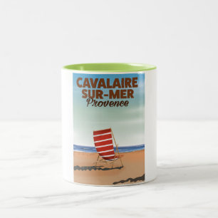 Tasse 2 Couleurs poster de voyage de plage de Cavalaire-sur-Mer Pro