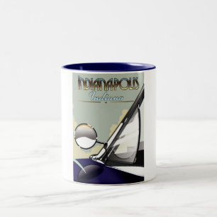 Tasse 2 Couleurs poster de voyage de voiture d'époque Indianapolis