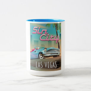 Tasse 2 Couleurs poster de voyage Sin city Las Vegas