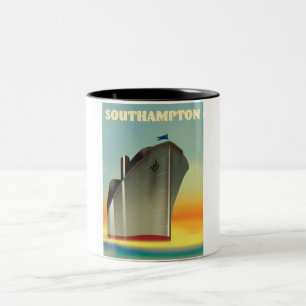 Tasse 2 Couleurs Poster de voyage Southampton pour paquebots de cro