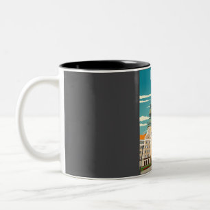 Tasse 2 Couleurs Poster de voyage Vintage minima rétro de Riga Lett