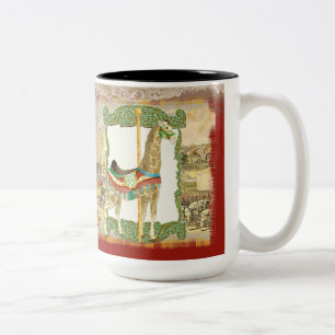 Tasse 2 Couleurs Poster du Cirque vintage, Carnaval de Giraffe