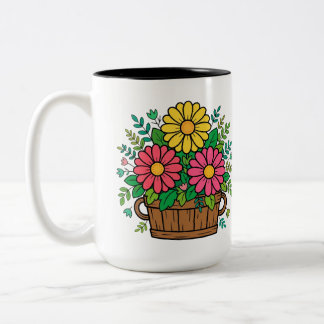 Tasse 2 Couleurs Pot de fleurs en bois rétro joyeux