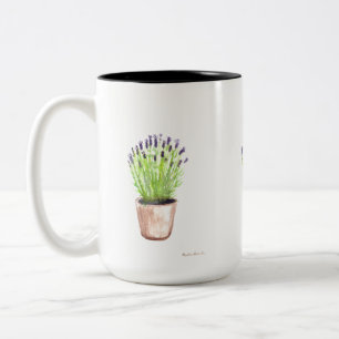 Tasse 2 Couleurs Pot de plante d'herbe de lavande rustique violet