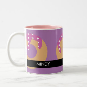 Tasse 2 Couleurs Poudres de Donut Dripping Heart Violet Rose