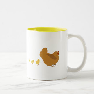 Tasse 2 Couleurs Poule et poussins de mère
