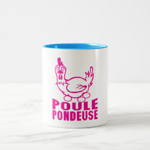Tasse 2 Couleurs poule pondeuse oeufs citation expression