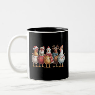 Tasse 2 Couleurs Poules de Noël Cadeau de poulet de Noël Amateur de