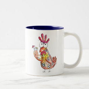 Tasse 2 Couleurs Poulet blanc mignon avec boisson tropicale