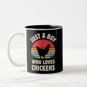 Tasse 2 Couleurs Poulet Juste Un Garçon Qui Aime Rétro Animal De Fe