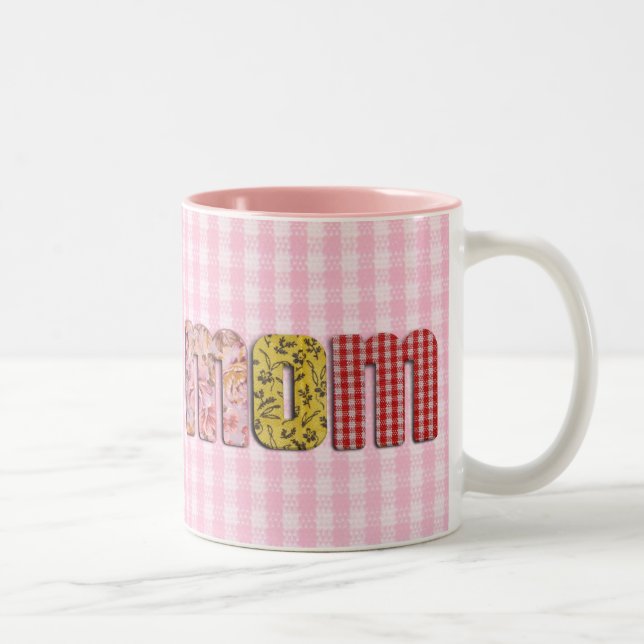 Tasse 2 Couleurs Pour maman (texte quadrillé patchwork ) (Droit)