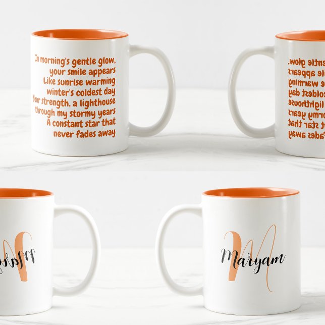 Tasse 2 Couleurs Pour Mon Poème-Soeur (Nom & Monogramme) Mug-Cadeau (Seven Poems for Your Sister)