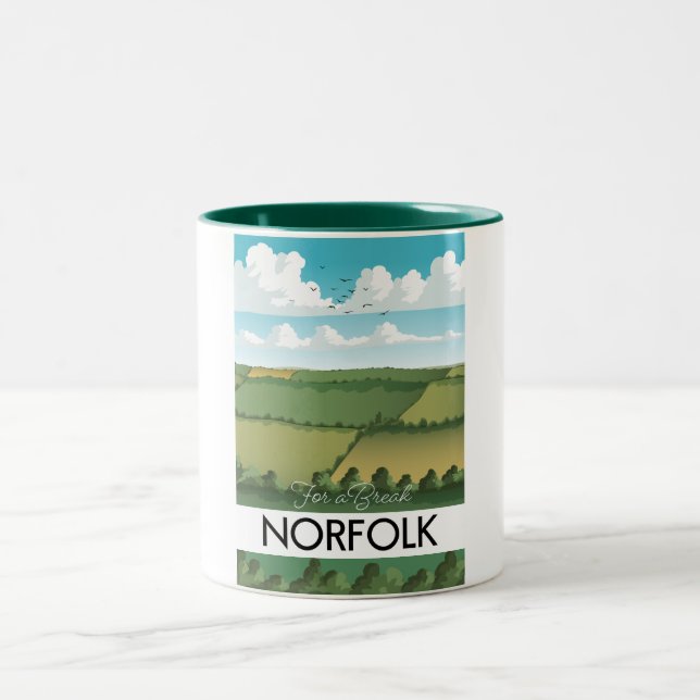 Tasse 2 Couleurs Pour une pause affiche de voyage Norfolk (Centre)