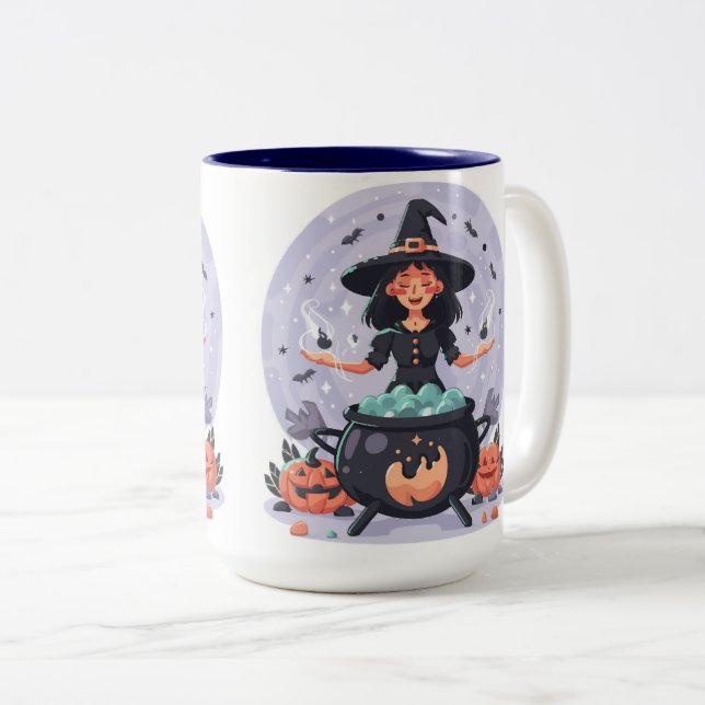 Tasse 2 Couleurs Poussettes de café d'Halloween (Devant droit)