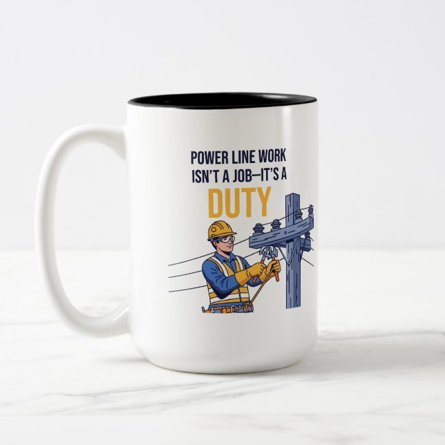 Tasse 2 Couleurs Power Line Worker "Duty" Illustration (Gauche)