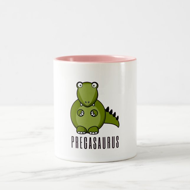 Tasse 2 Couleurs Pregasaurus| Don amusant pour la grossesse (Centre)