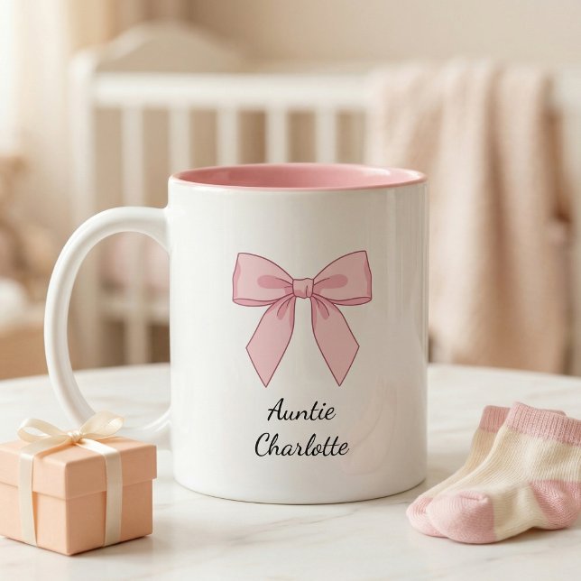 Tasse 2 Couleurs Pregnancy Announcement Gift For Aunt Bow (Créateur téléchargé)