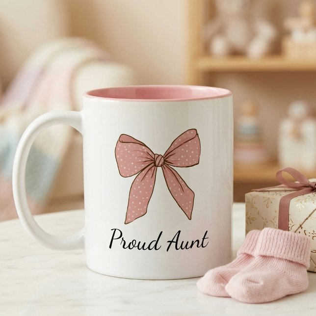 Tasse 2 Couleurs Pregnancy Announcement Gift For Aunt Proud Bow (Créateur téléchargé)