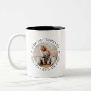 Tasse 2 Couleurs Première fête des pères Papa Fille Fils Photo pers