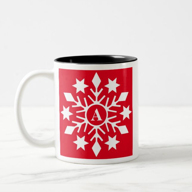 Tasse 2 Couleurs Premiers Snowflics hiver Noël rouge (Gauche)