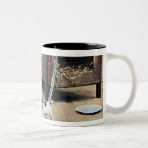Tasse 2 Couleurs Prenez garde du signe de chien avec le petit chien