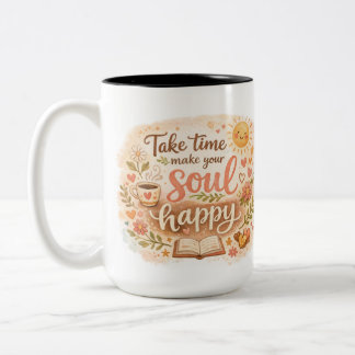 Tasse 2 Couleurs Prenez Votre Temps Rendez Votre Âme Heureuse Cadea