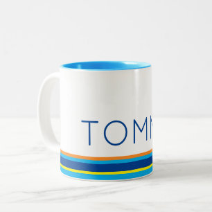 Tasse 2 Couleurs Preppy Stripes NOM Couleurs vives Été Amusant