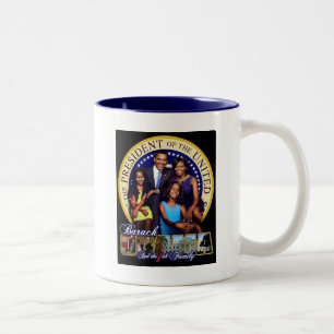 TASSE 2 COULEURS PRÉSIDENT BARACK OBAMA ET FAMILLE