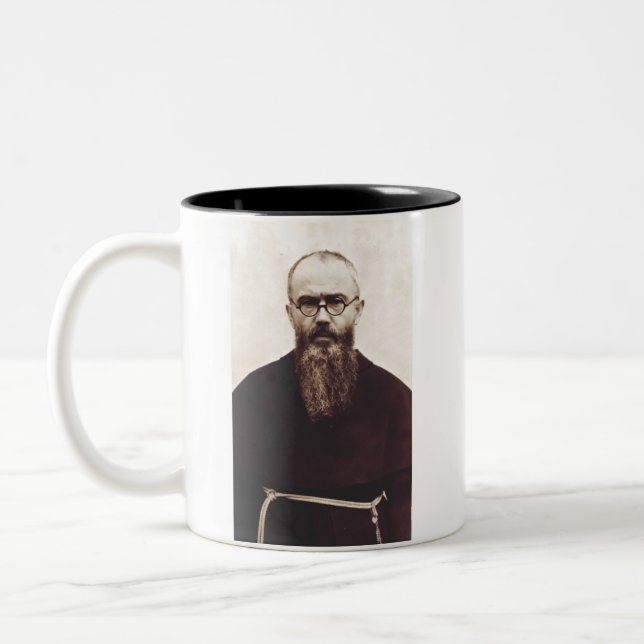 Tasse 2 Couleurs Prêtre catholique polonais Saint Maximilian Kolbe (Gauche)